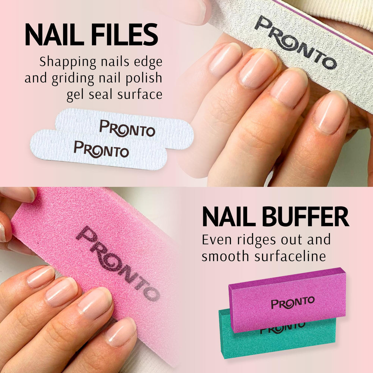 Pronto Gel Nail Polish Remover Kit – 8 Oz Pure Acetone 100 Percent, Nail File & Nail Polish Soak Off Bowl for Nail Care + Manicure Set with Nail Buffer Block, Cuticle Pusher & Nail scraper