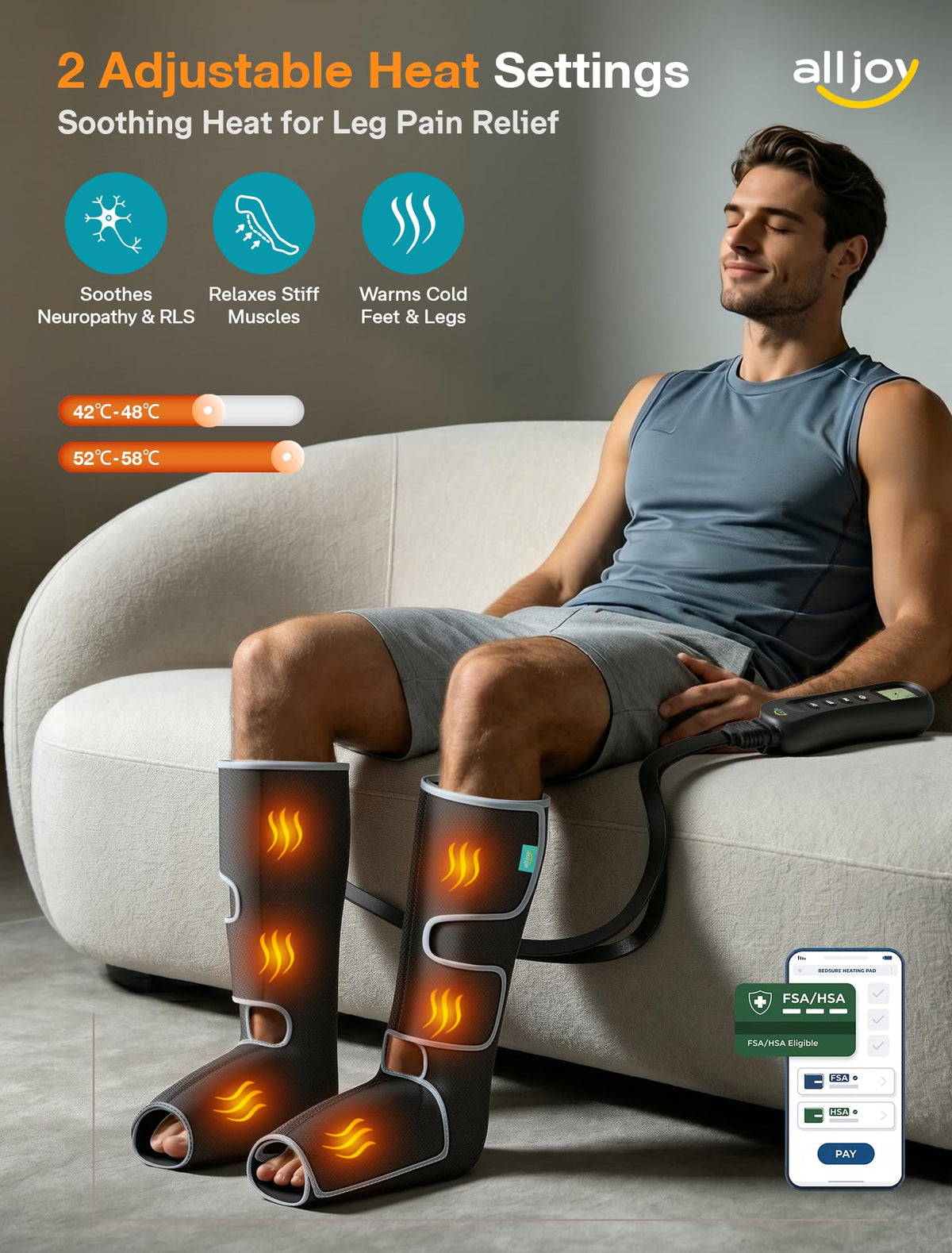 ALLJOY Leg Massager for Circulation and Pain Relief FSA,Gifts for Men Women