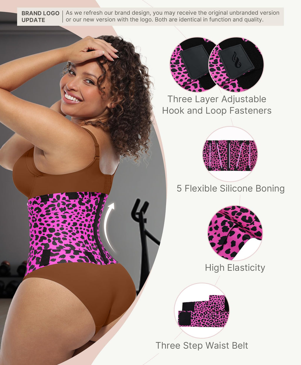 FeelinGirl Corset Workout Waist Trainer Trimmer Perspiring Rose Leopard M