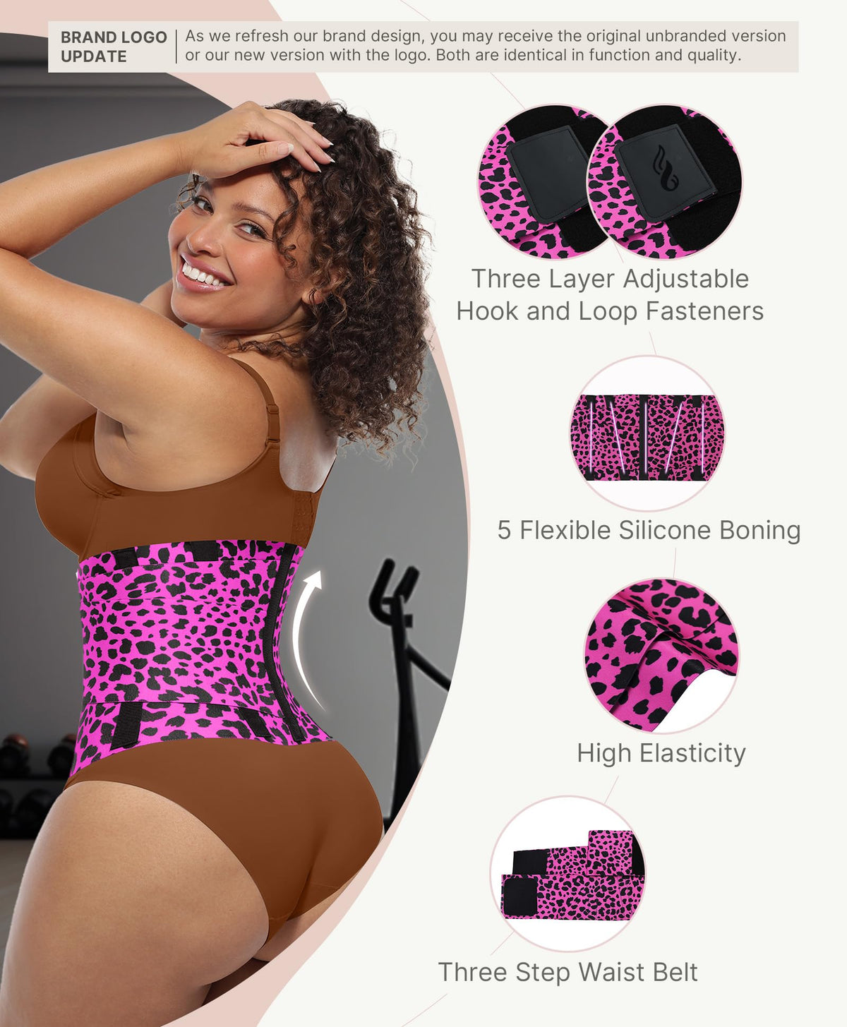 FeelinGirl Corset Workout Waist Trainer Trimmer Perspiring Rose Leopard M