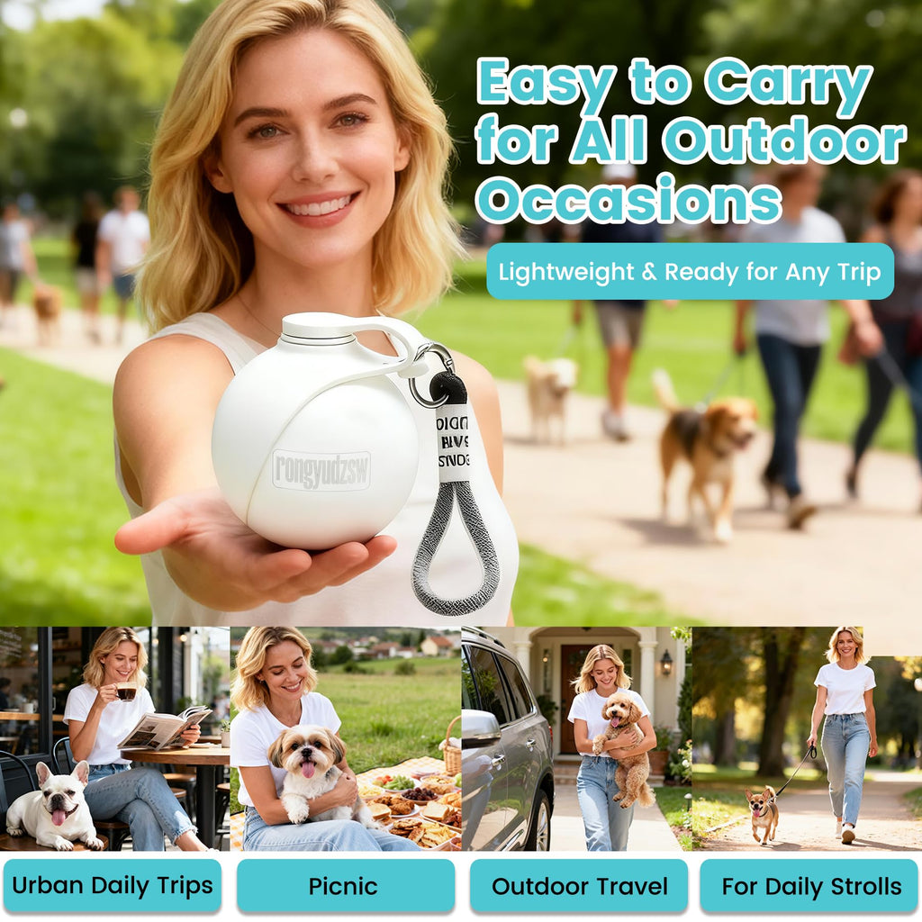 2-in-1 Portable Dog Water Bottle with Bowl, 285 ml, Leak-Proof Stainless Steel Dog Travel Water Bottle with Silicone Foldable Bowl, Suitable for Small Dogs on Walks and Outdoor Hikes