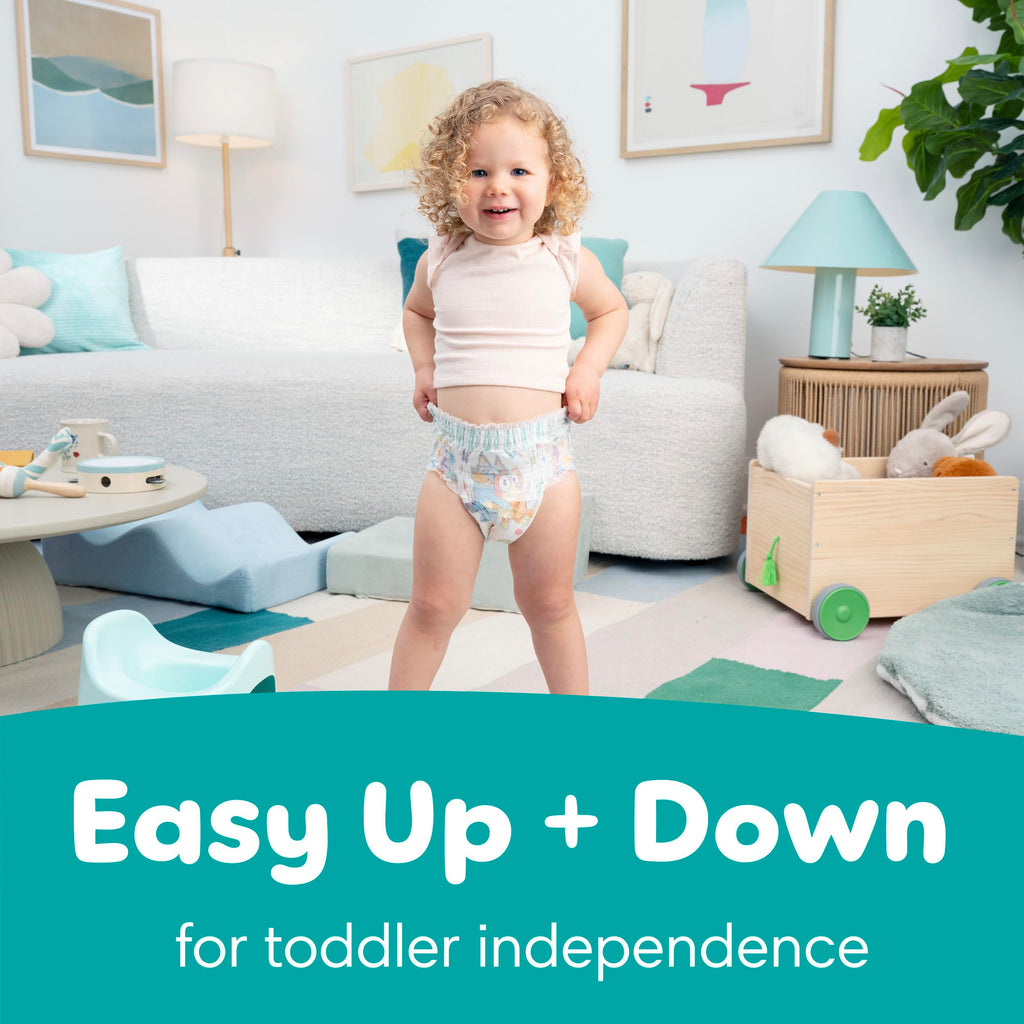 Easy Ups Girls & Boys Potty Training Pants, Size 7 (5T-6T), 84 Count, Bluey Absorbent Pull Up Training Underwear, Up to 100% Leakproof Day and Night, Hypoallergenic