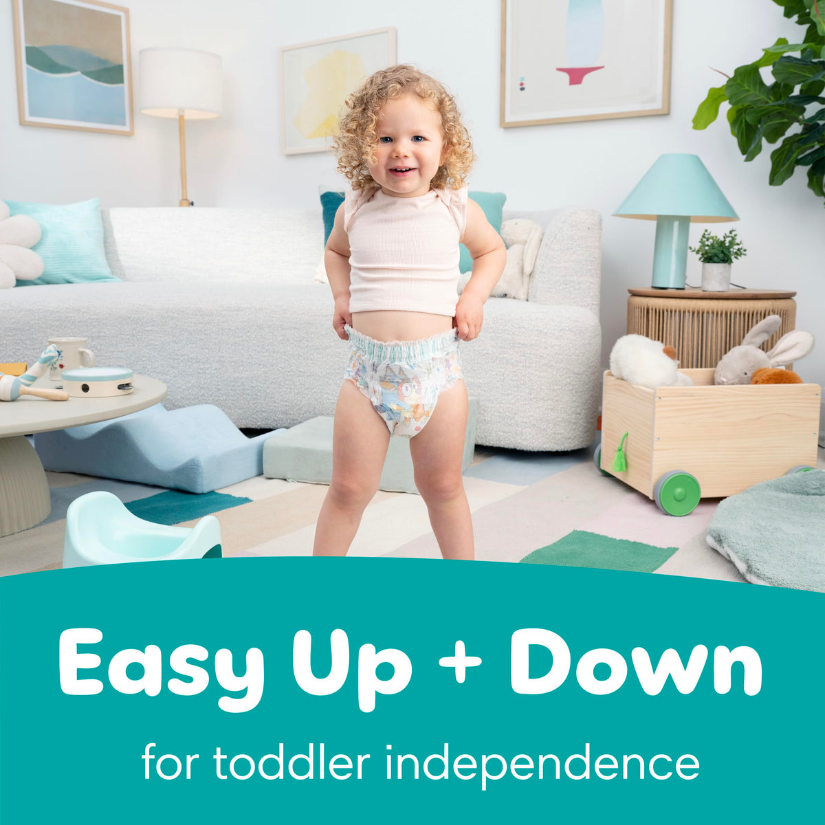 Easy Ups Girls & Boys Potty Training Pants, Size 7 (5T-6T), 84 Count, Bluey Absorbent Pull Up Training Underwear, Up to 100% Leakproof Day and Night, Hypoallergenic