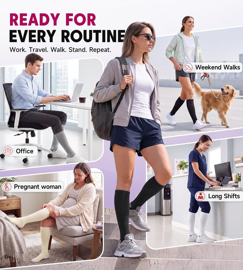 Benirap Compression Socks for Women and Men, 15-20 mmHg Circulation Support