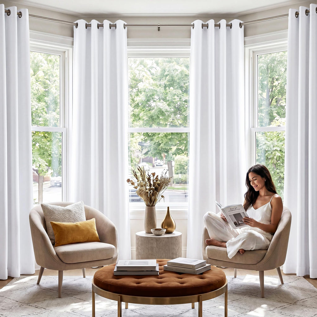 NICETOWN White 100% Blackout Curtains 84 inch Long for Bedroom 2 Pieces