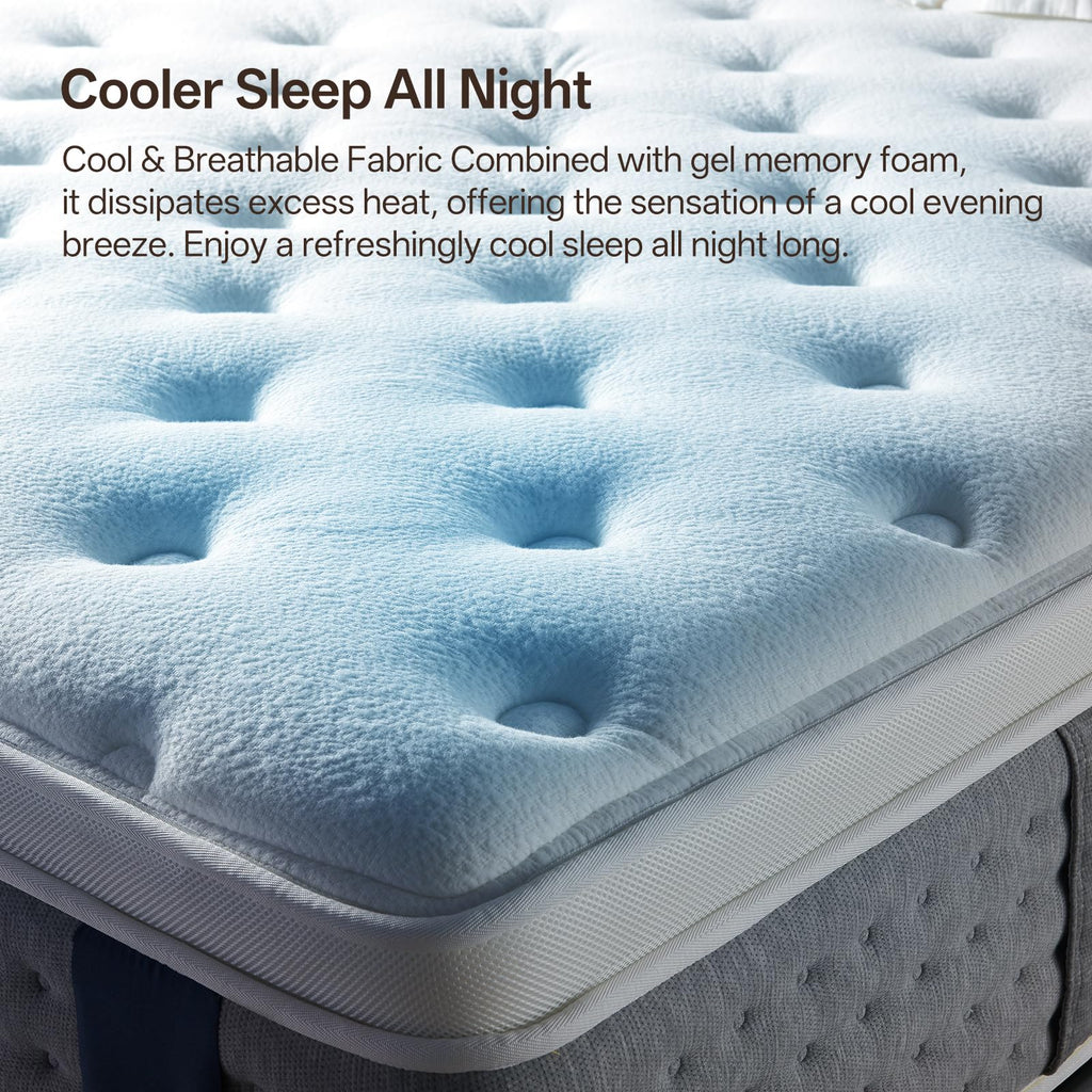 King Size Mattress, 14 Inch Hybrid Matress with Memory Foam & Individual Pocket Springs, King Mattress in a Box, Pressure Relief, Edge Support, Motion Isolation