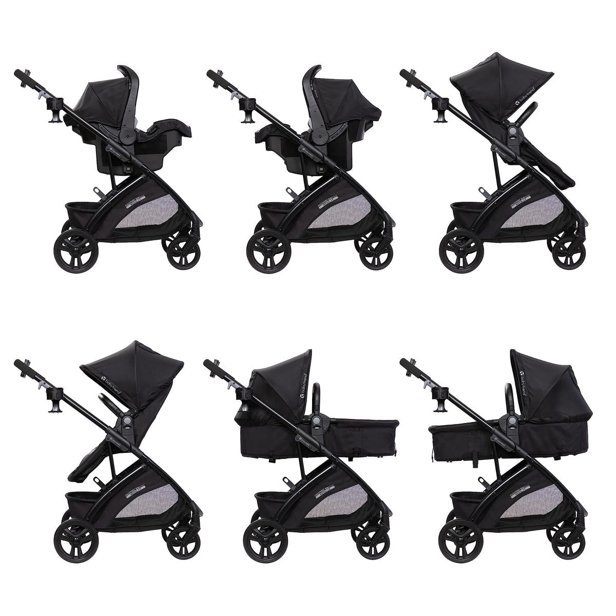 Baby Trend Passport® Switch 6-in-1 Modular Stroller Travel System with EZ-Lift™ Plus Infant Car Seat, Dash Black