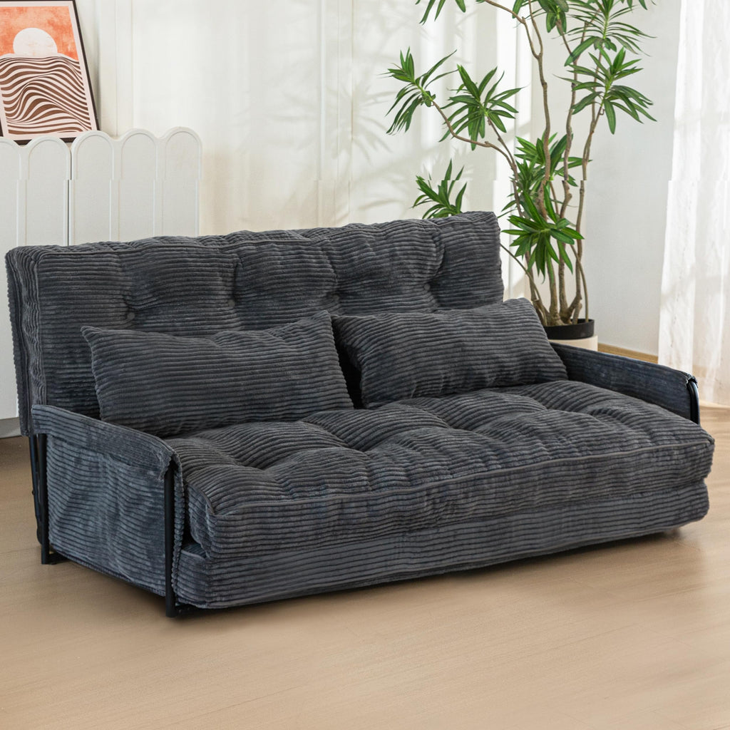 MAXYOYO Adjustable Folding Sofa Bed Couch with 2 Pillows, Dark Grey