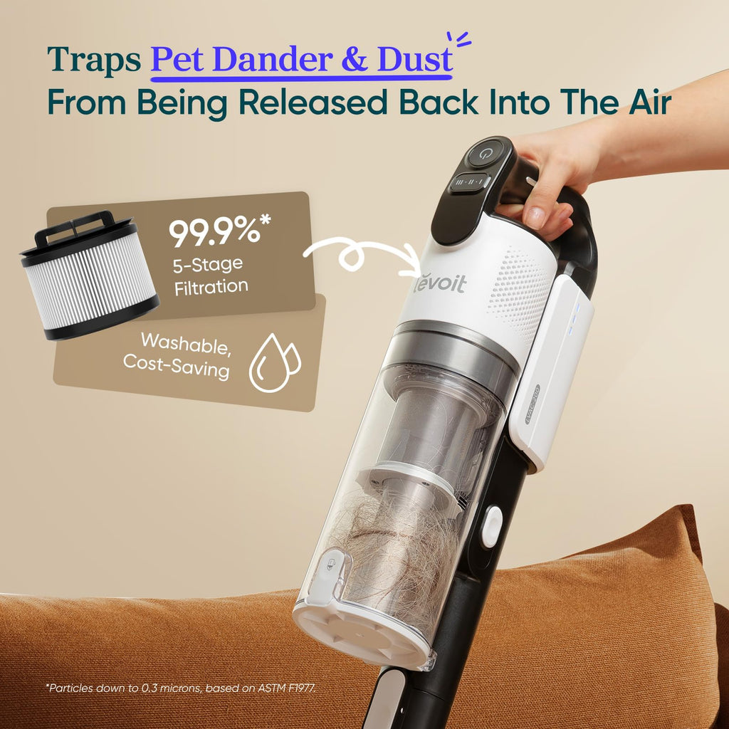 Levoit Cordless Vacuum Cleaner, Anti-Tangle for Pet Hair, Up to 50 Minutes