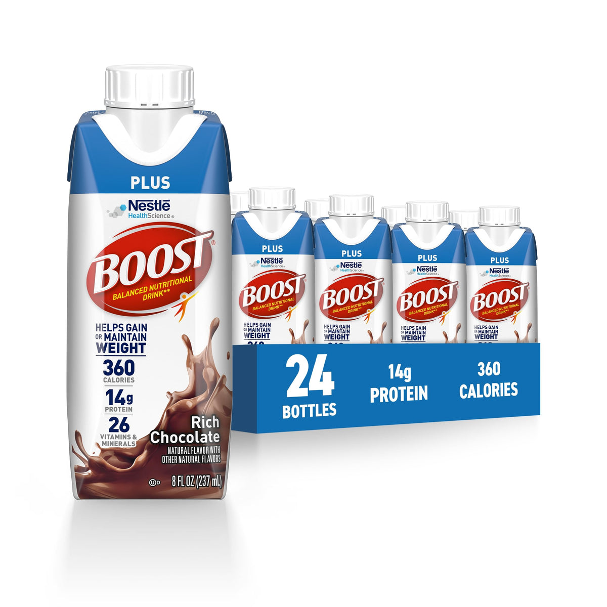 BOOST Plus Ready to Drink Nutritional Drink, Rich Chocolate, 24 Pack