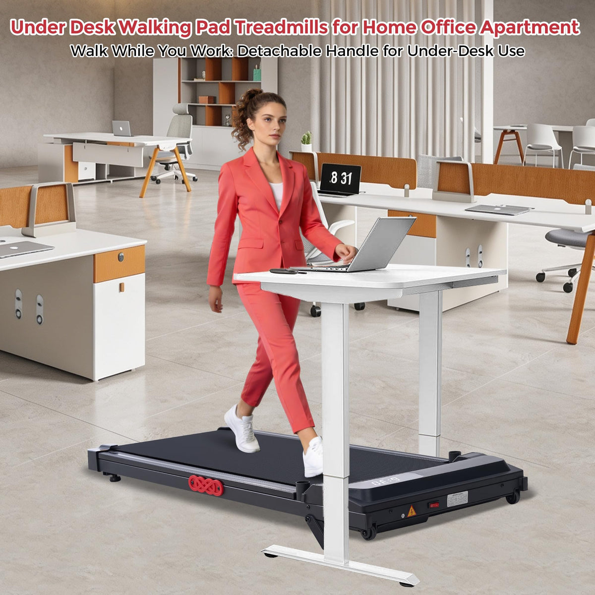 MCRG Walking Pad with Incline, Portable Treadmill with Handle Bar for Home