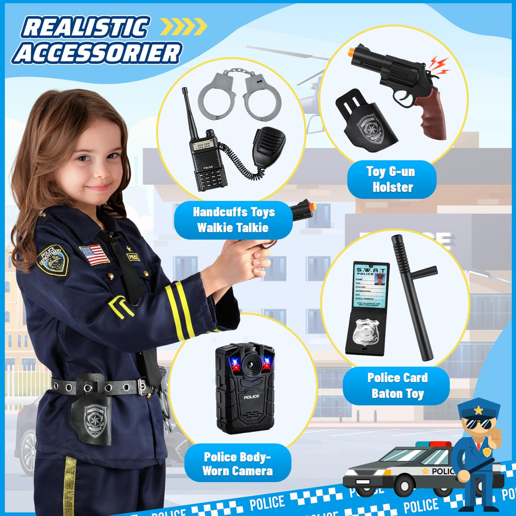 GIFTINBOX Police Costume for Kids, Kids Police Officer Costume Boys Girls