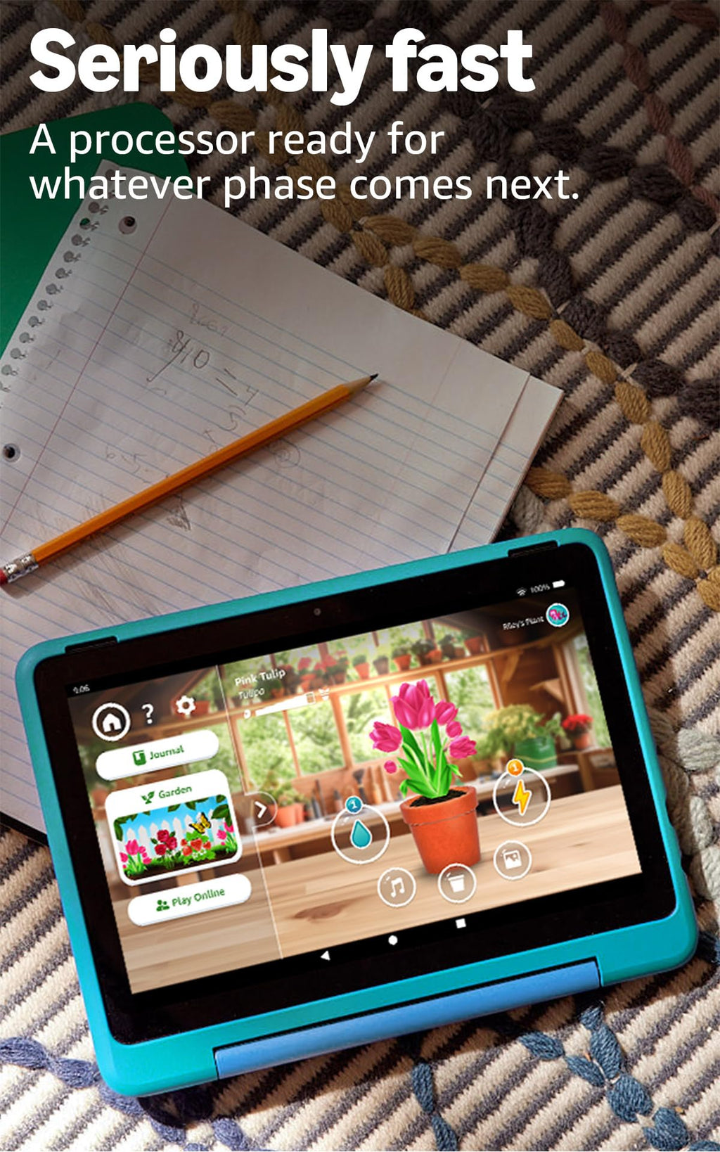 Amazon Fire HD 8 Kids Pro tablet, ages 6-12. Bright 8" HD screen, includes ad-free content, parental controls, 13-hr battery, slim case for older kids, 64GB, Hello Teal, (2024 release)