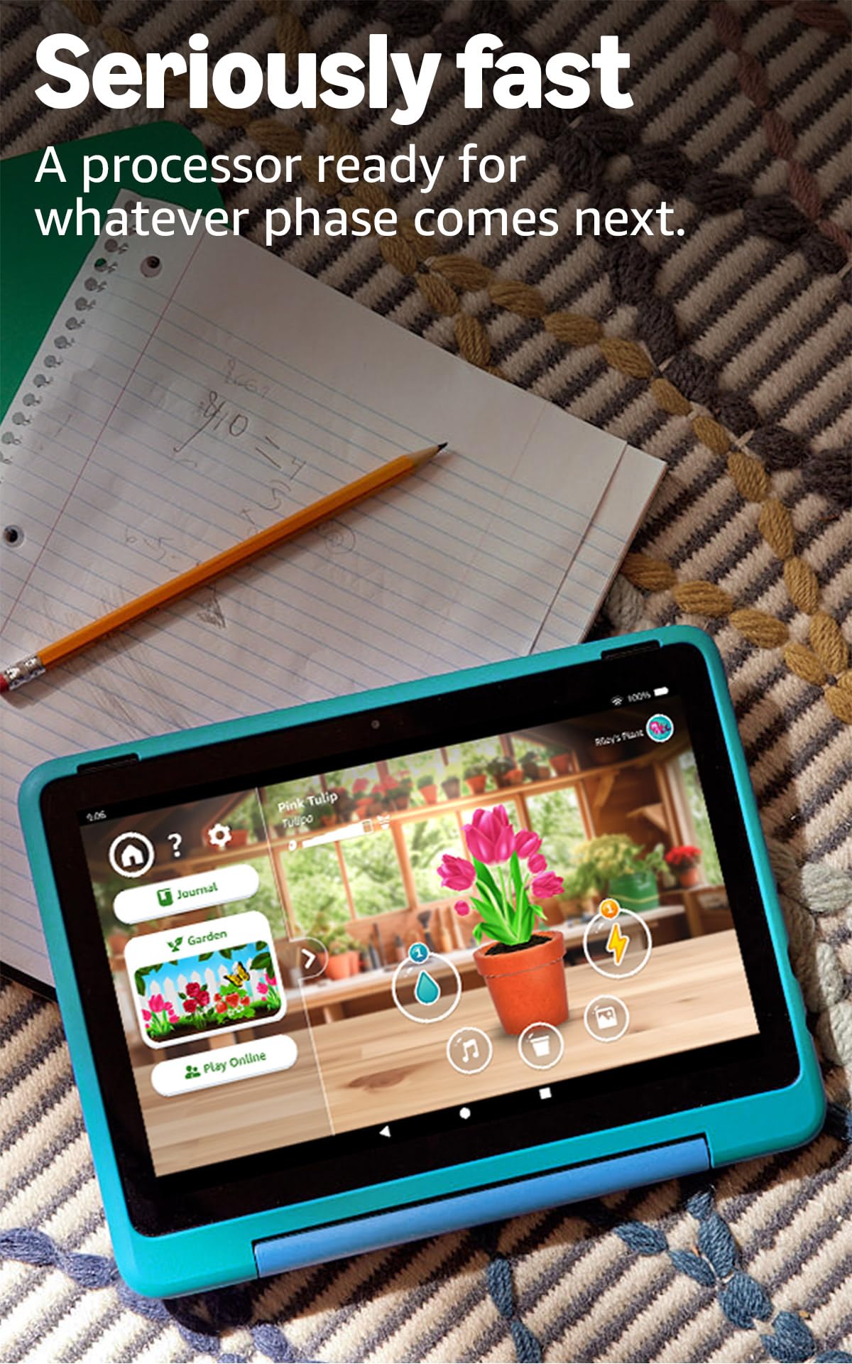 Amazon Fire HD 8 Kids Pro tablet, ages 6-12. Bright 8" HD screen, includes ad-free content, parental controls, 13-hr battery, slim case for older kids, 64GB, Hello Teal, (2024 release)