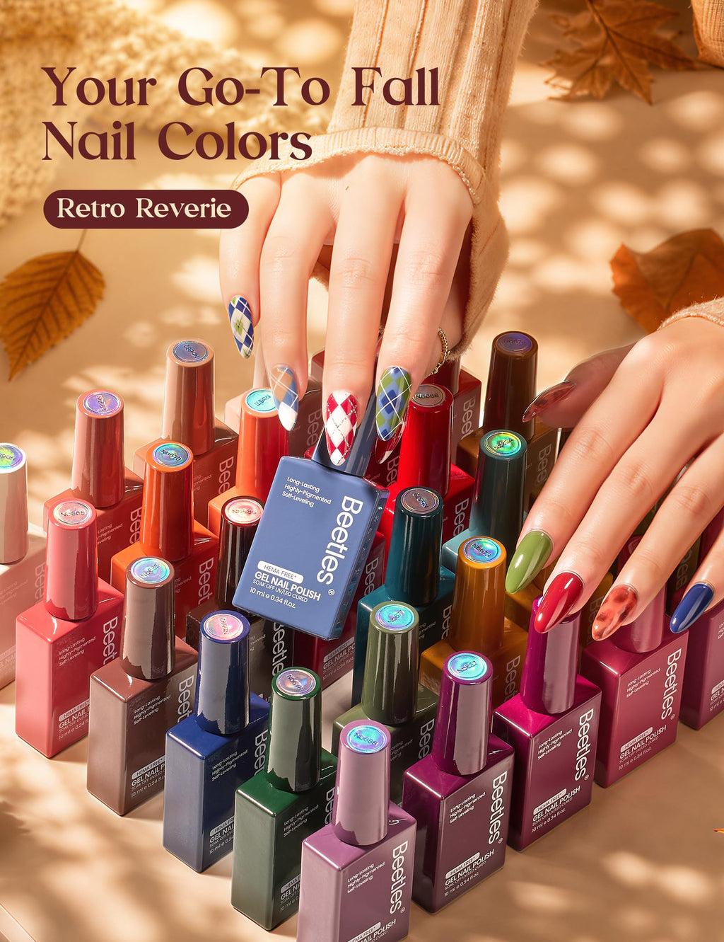 Beetles Retro Reverie Gel Polish Box, Beetles Fall Nails Hema-Free