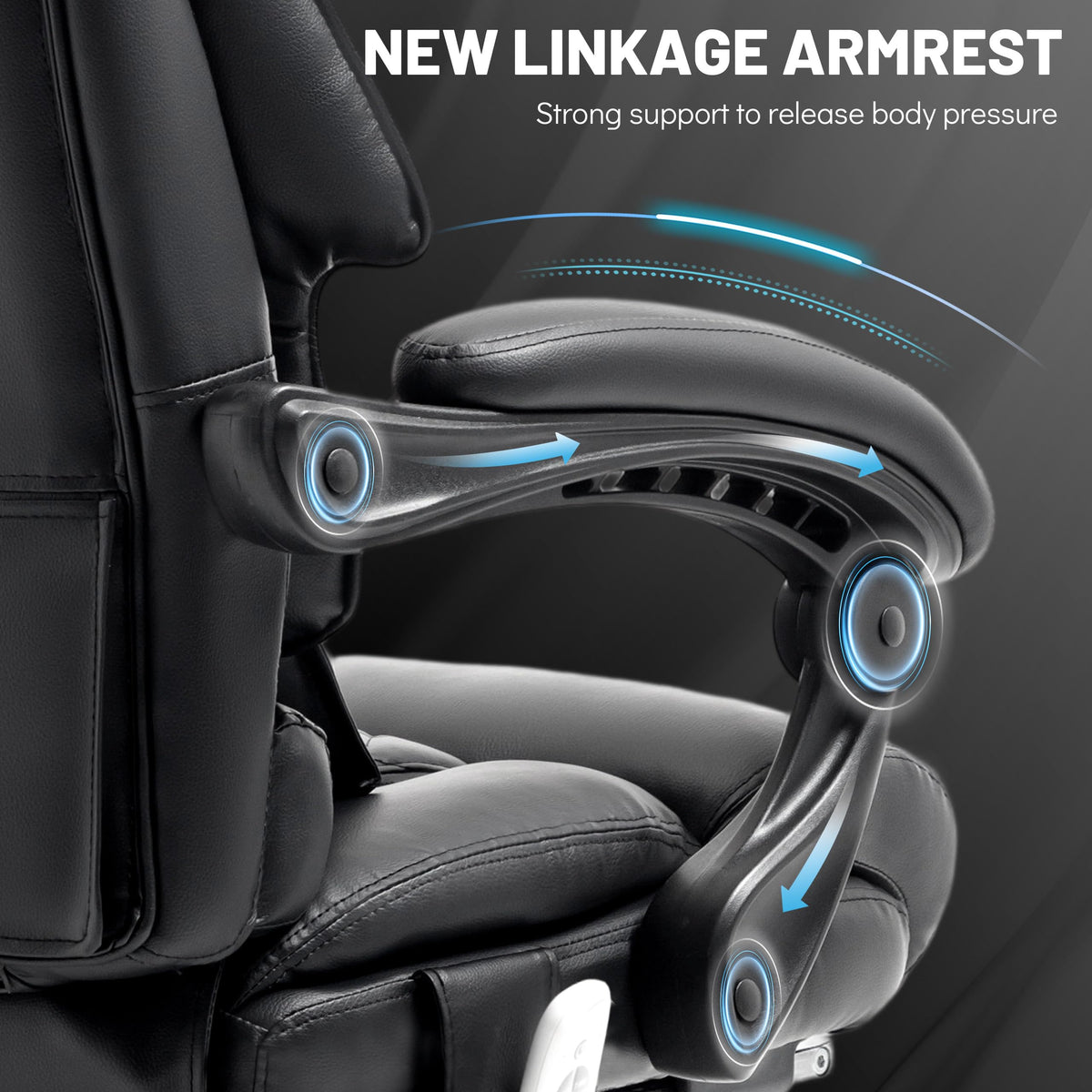 Massage Office Chair with Foot Rest,6 Points Vibration & Heat Executive Office Chairs,500LBS Big and Tall Office Chair for Heavy People,Ergonomic Reclining Desk Chair,Dual-Use Pillow,Home Office,Black