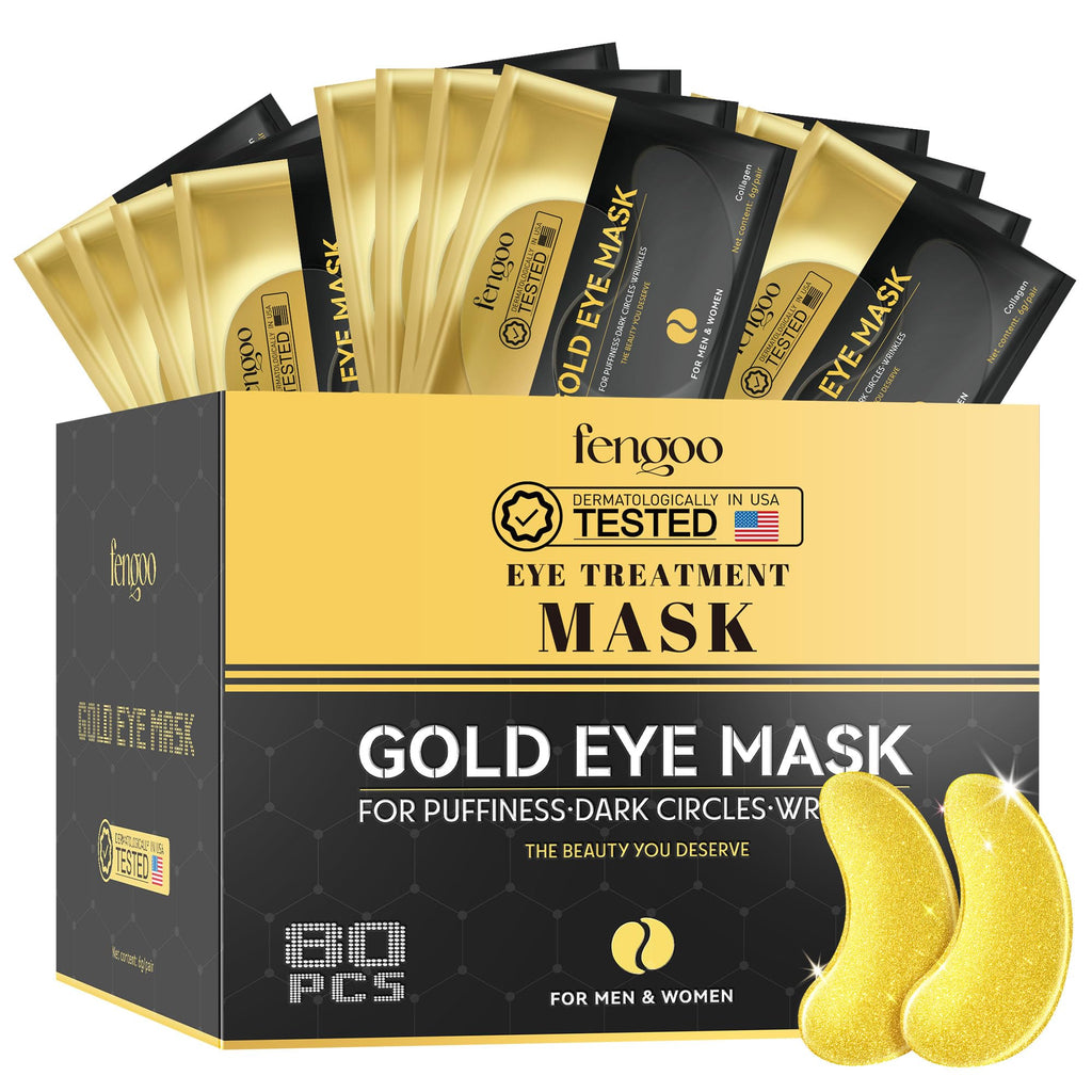 FENGOO 80 PCS 24K Gold Collagen Under Eye Patches & Smile Line Patches