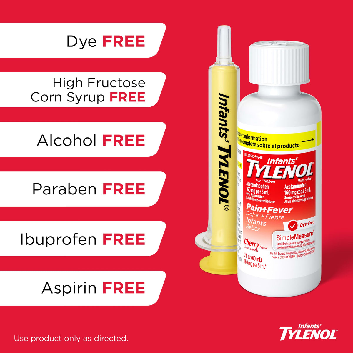 Infants' Tylenol Acetaminophen Oral Suspension, Dye-Free, Cherry, 2 fl. oz