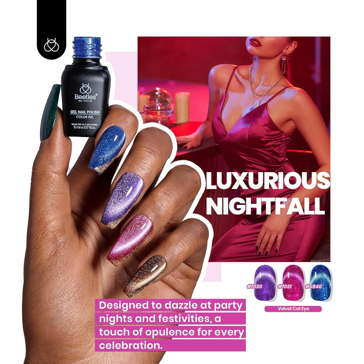 Beetles Cat Eye Gel Nail Polish Set, 36 Colors Magnetic Fall Gel Polish Kit
