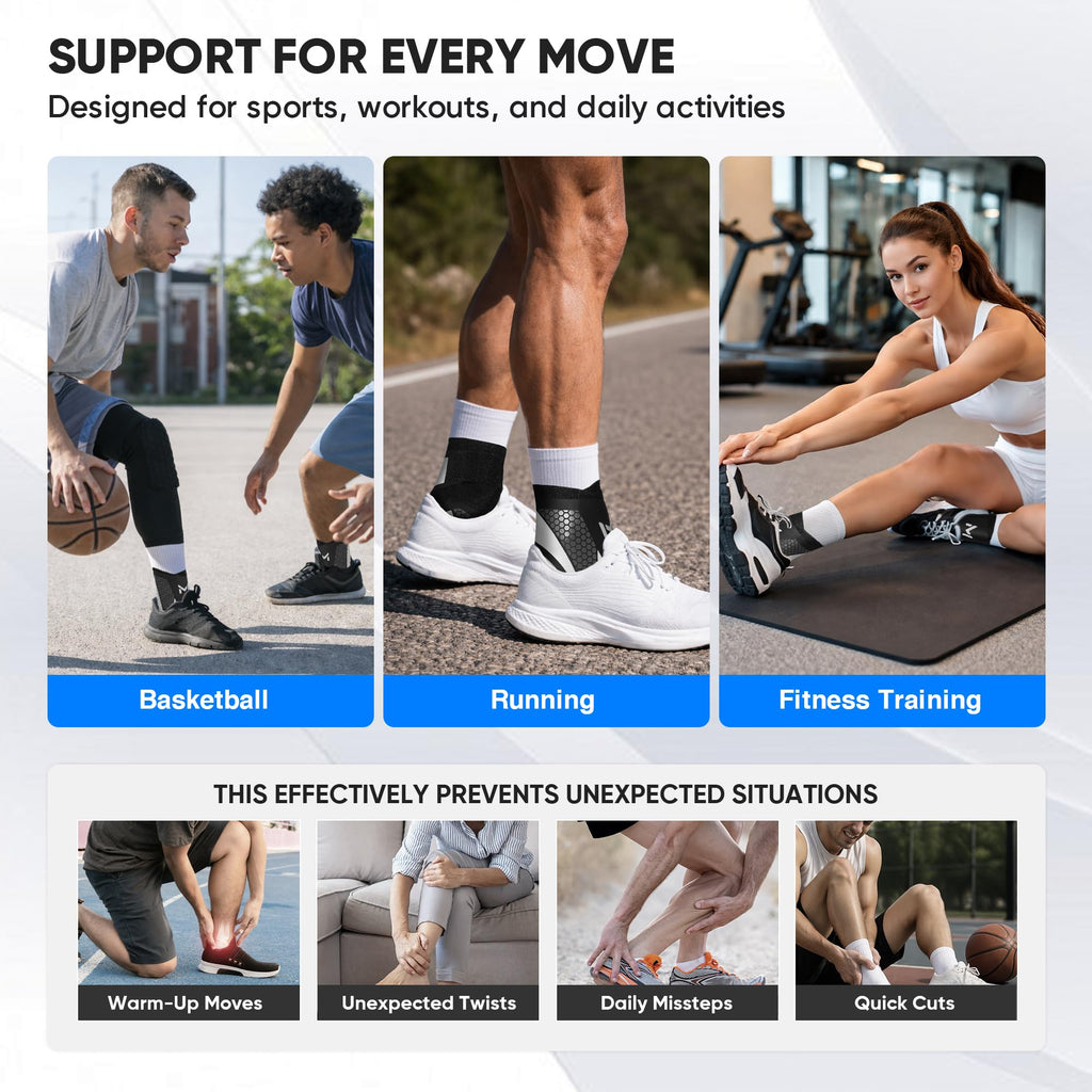 Qiknuny 2 Pack Ankle Brace Compression Support for Men Women, Adjustable Lace-Up Ankle Stabilizer with Straps, Breathable Support for Running, Basketball, Gym, Sprained Ankle & Daily Use, Purple
