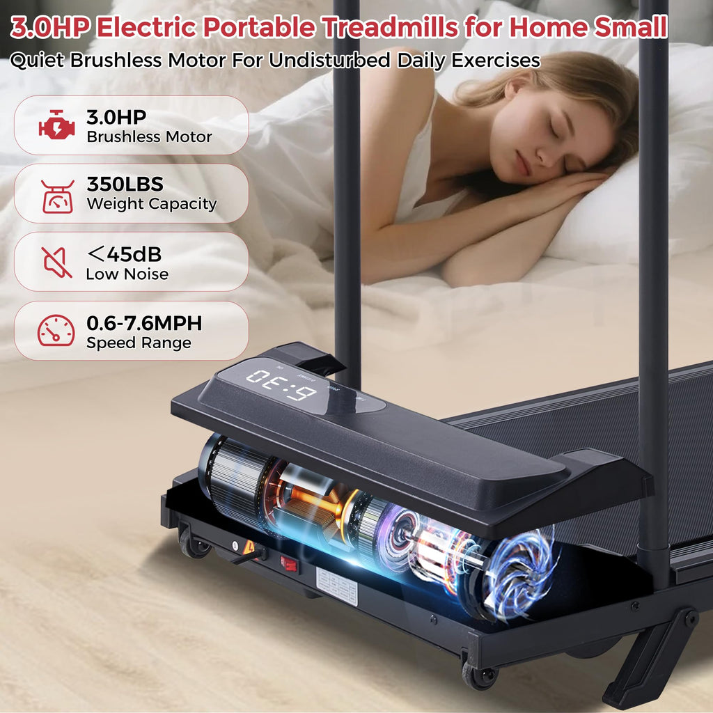 MCRG Walking Pad with Incline, Portable Treadmill with Handle Bar for Home