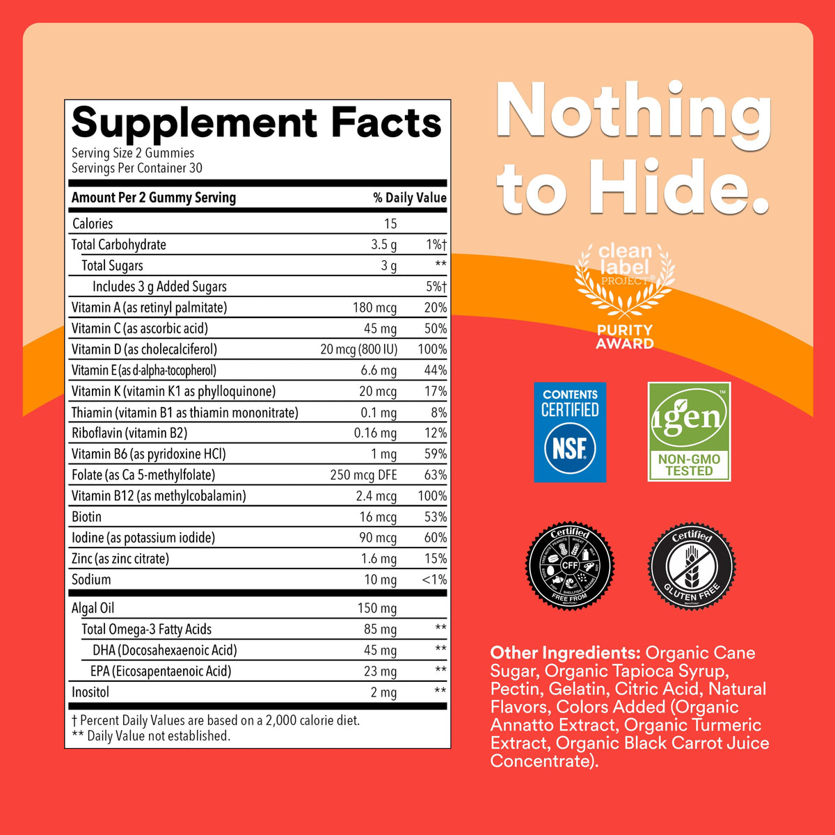 SmartyPants Kids Multivitamin Gummies with Omega 3 DHA/EPA, Vitamins D3, C, B12, B6, A, K, and Zinc, Gluten Free, Clean Label, Three Fruit Flavors, 60 Gummies (30 Day Supply)