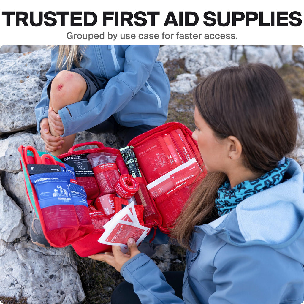 SurviveX Large First Aid Kit, Emergency Kit for 3-4 People