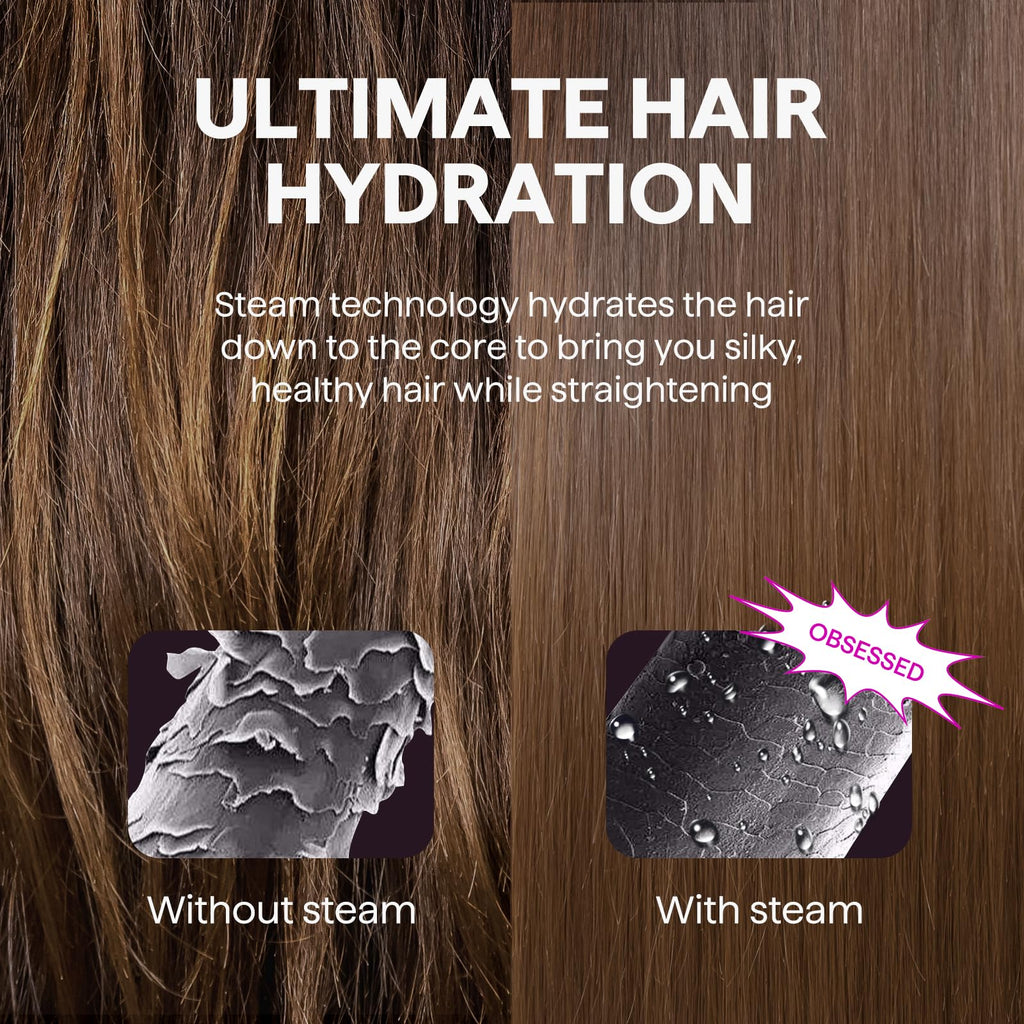 Wavytalk Steam Hair Straightener Steam Sesh for Less Heat Damage, Flat Iron
