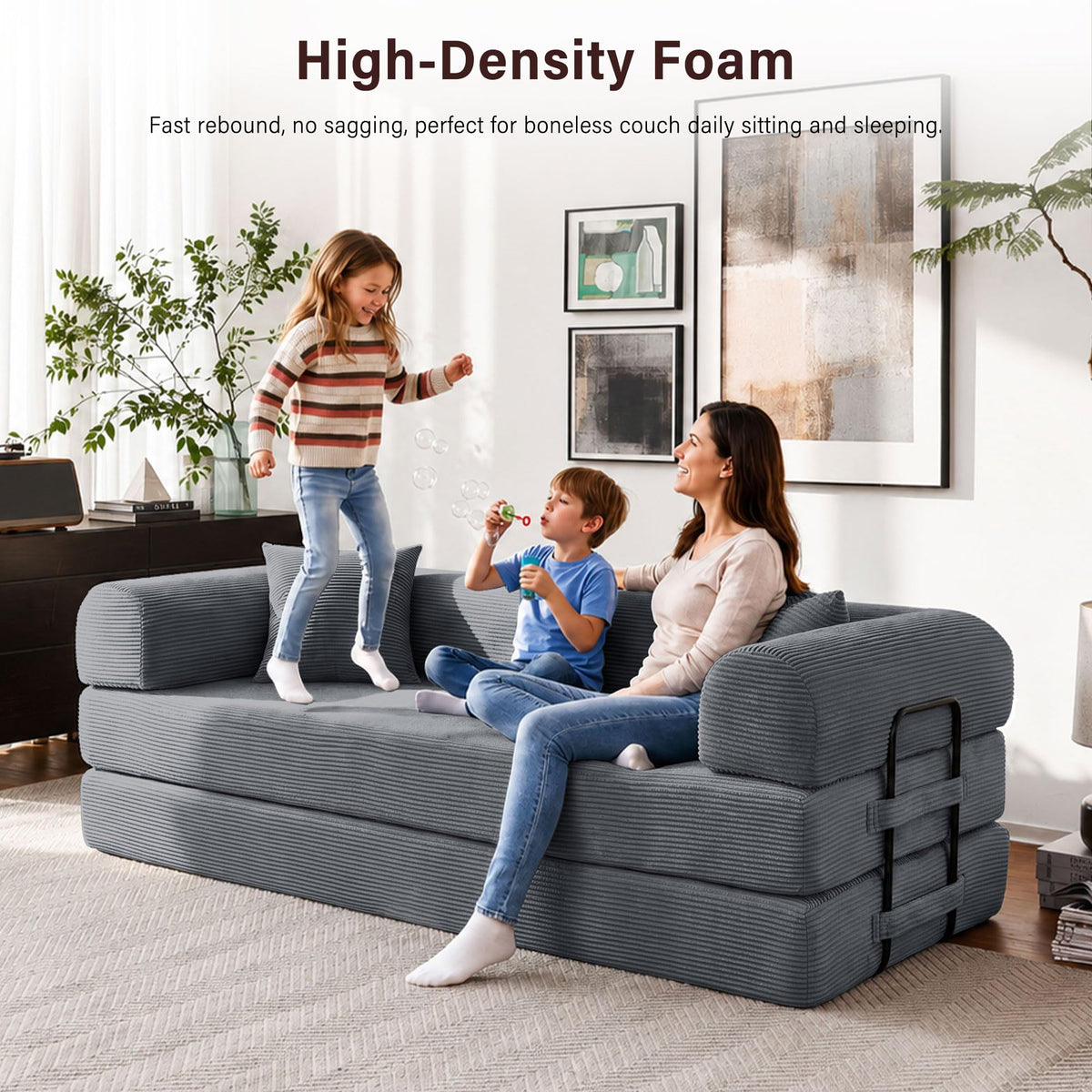 79" Convertible Sofa Bed, Boneless Sleeper Futon Couch for Living Room