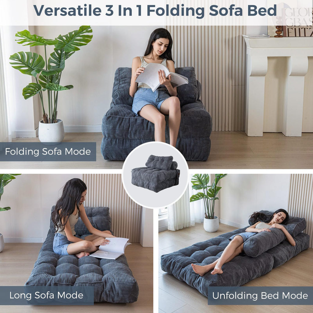 MAXYOYO Folding Sofa Bed, Convertible Chair Bed with Pillow
