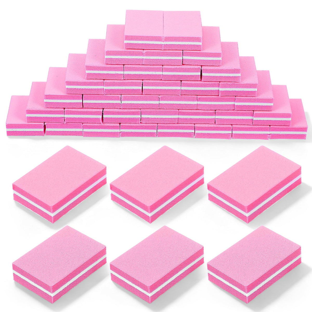 400 Pcs Sponge Nail Buffer Blocks for Acrylic Nails Pink