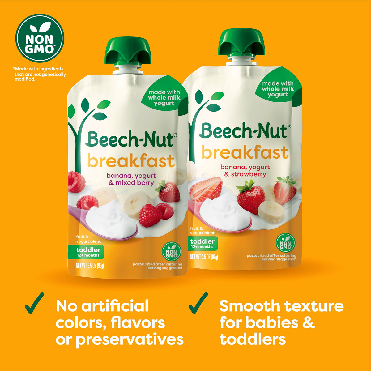 Beech-Nut Toddler Breakfast Food Pouches Variety Pack, 18 Pouches