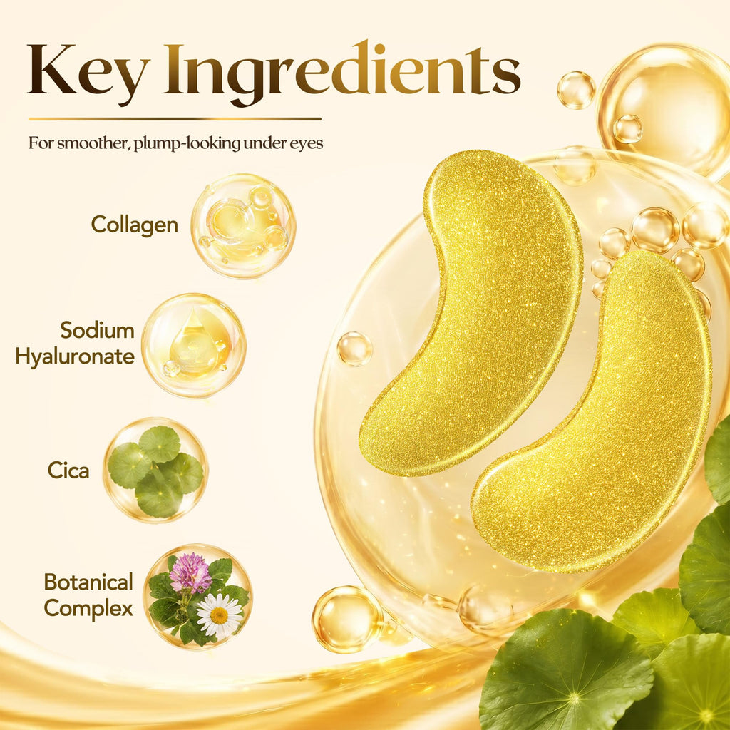 FENGOO 80 PCS 24K Gold Collagen Under Eye Patches & Smile Line Patches