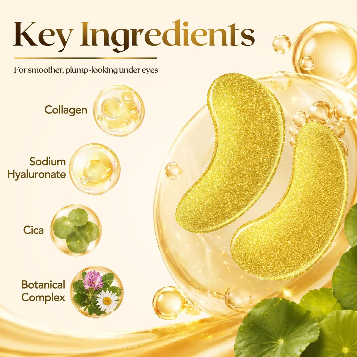 FENGOO 80 PCS 24K Gold Collagen Under Eye Patches & Smile Line Patches