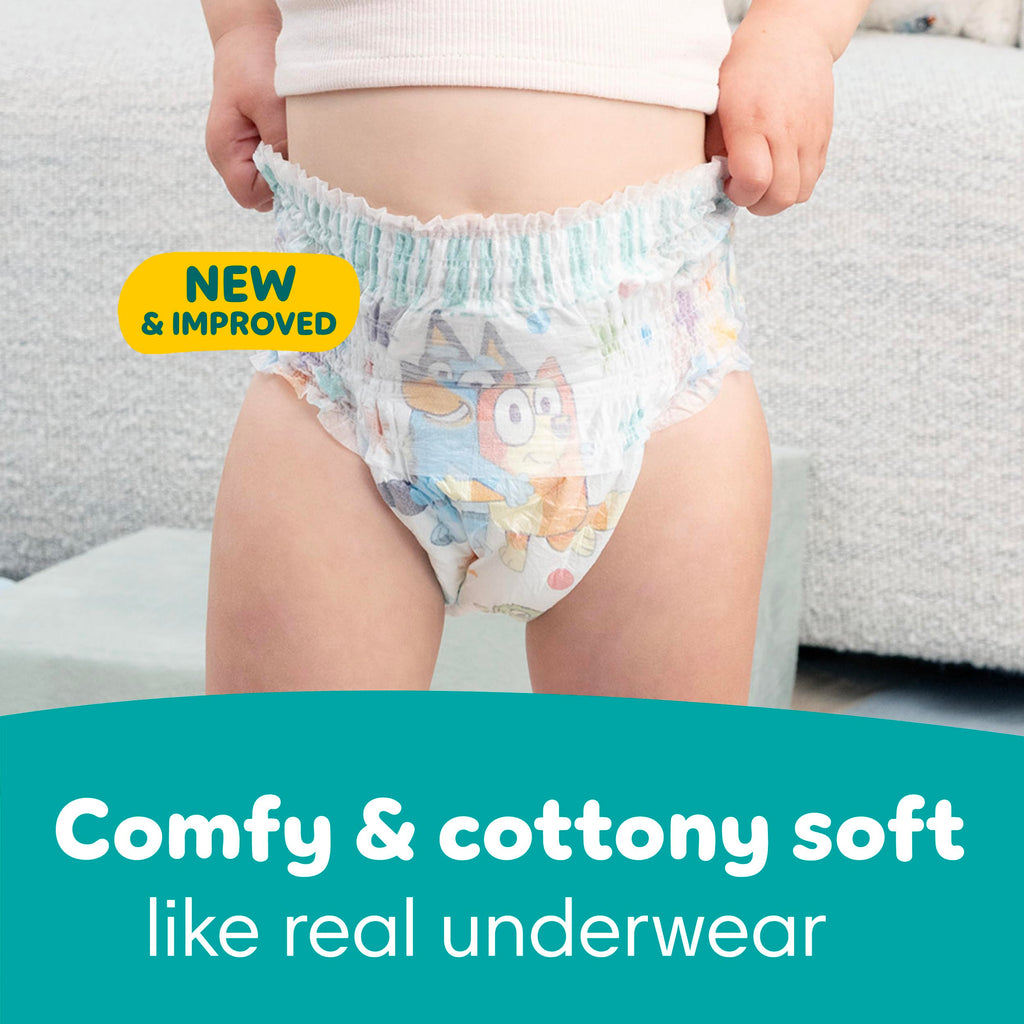 Easy Ups Girls & Boys Potty Training Pants, Size 7 (5T-6T), 84 Count, Bluey Absorbent Pull Up Training Underwear, Up to 100% Leakproof Day and Night, Hypoallergenic