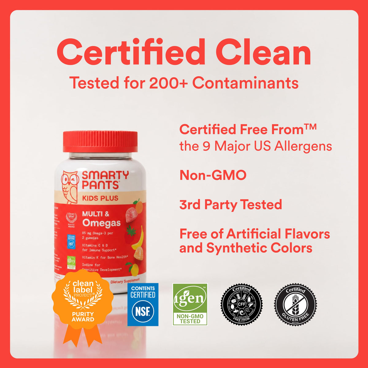 SmartyPants Kids Multivitamin Gummies with Omega 3 DHA/EPA, Vitamins D3, C, B12, B6, A, K, and Zinc, Gluten Free, Clean Label, Three Fruit Flavors, 60 Gummies (30 Day Supply)