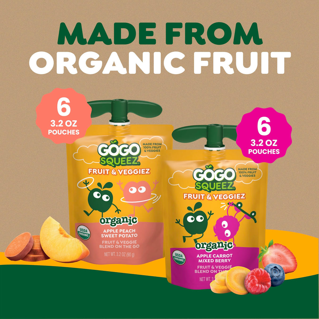 GoGo squeeZ No Sugar Added Organic Fruit & veggieZ Applesauce, 12 Count