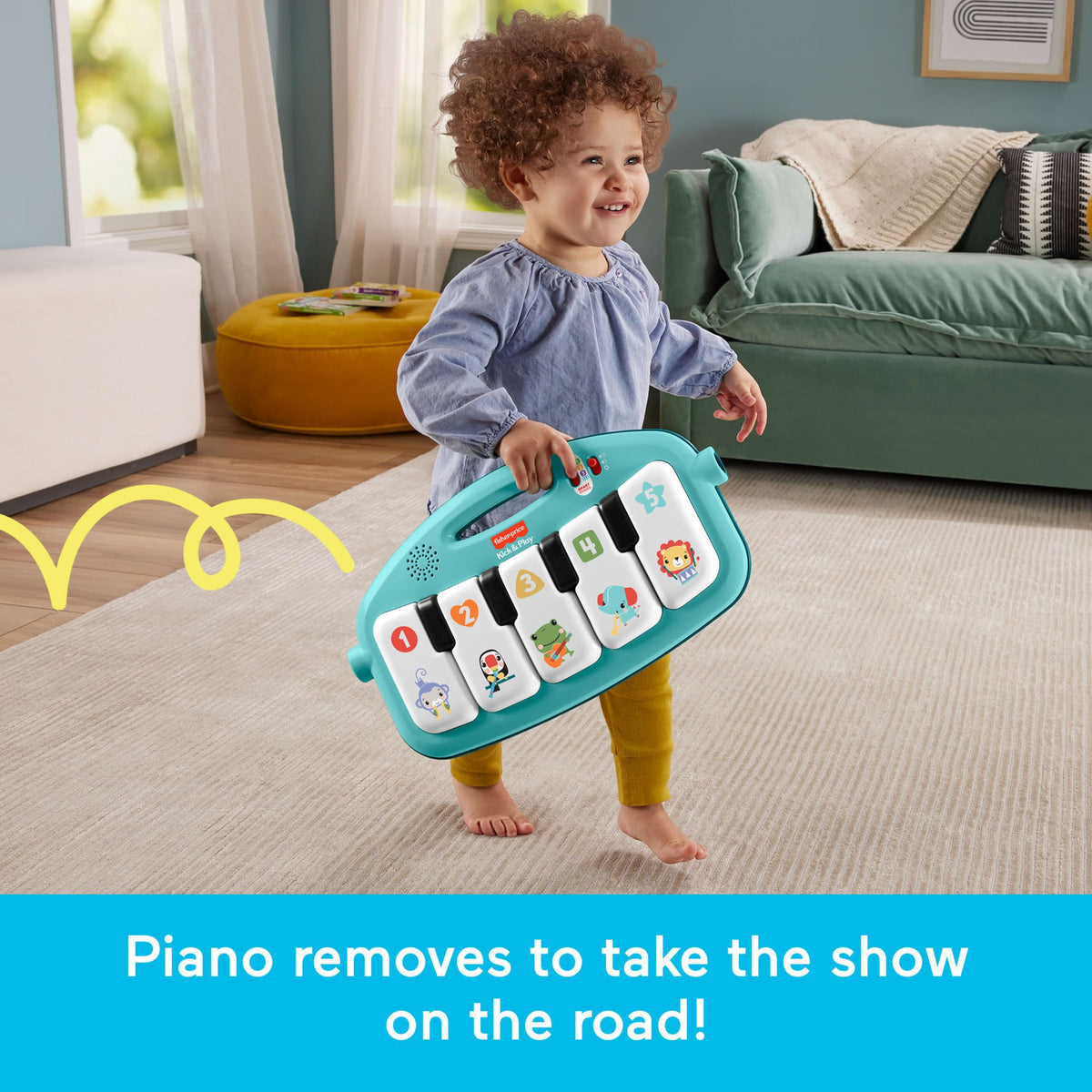 Fisher-Price Glow and Grow Kick & Play Piano Gym, Blue