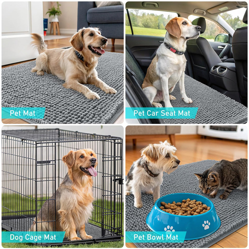 OLANLY Dog Door Mat for Muddy Paws 48x30, Super Absorbent Chenille Mud Mat
