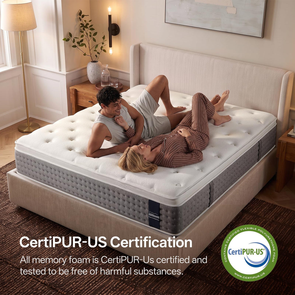 King Size Mattress, 14 Inch Hybrid Matress with Memory Foam & Individual Pocket Springs, King Mattress in a Box, Pressure Relief, Edge Support, Motion Isolation