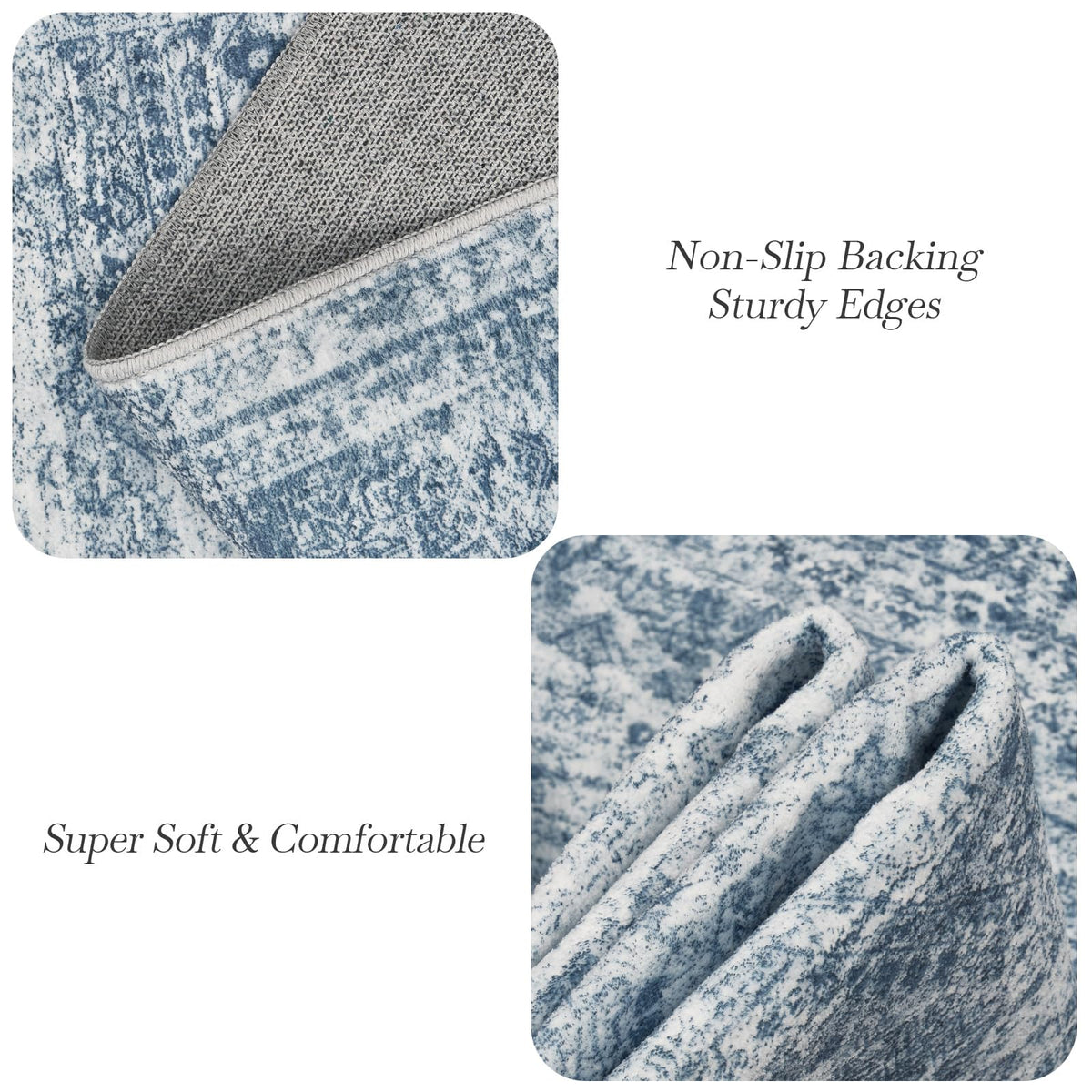 Soalmost Washable Area Rug 8x10 Large Soft Blue Rugs for Living Room