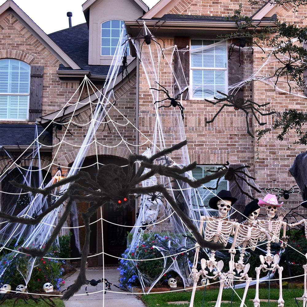 OCATO 200" Halloween Decorations Spider Web Outdoor +59" Giant Spider Décor