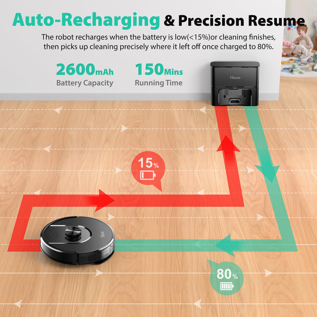 Tikom Robot Vacuum and Mop, Robotic Vacuum Cleaner with Self-Emptying Base