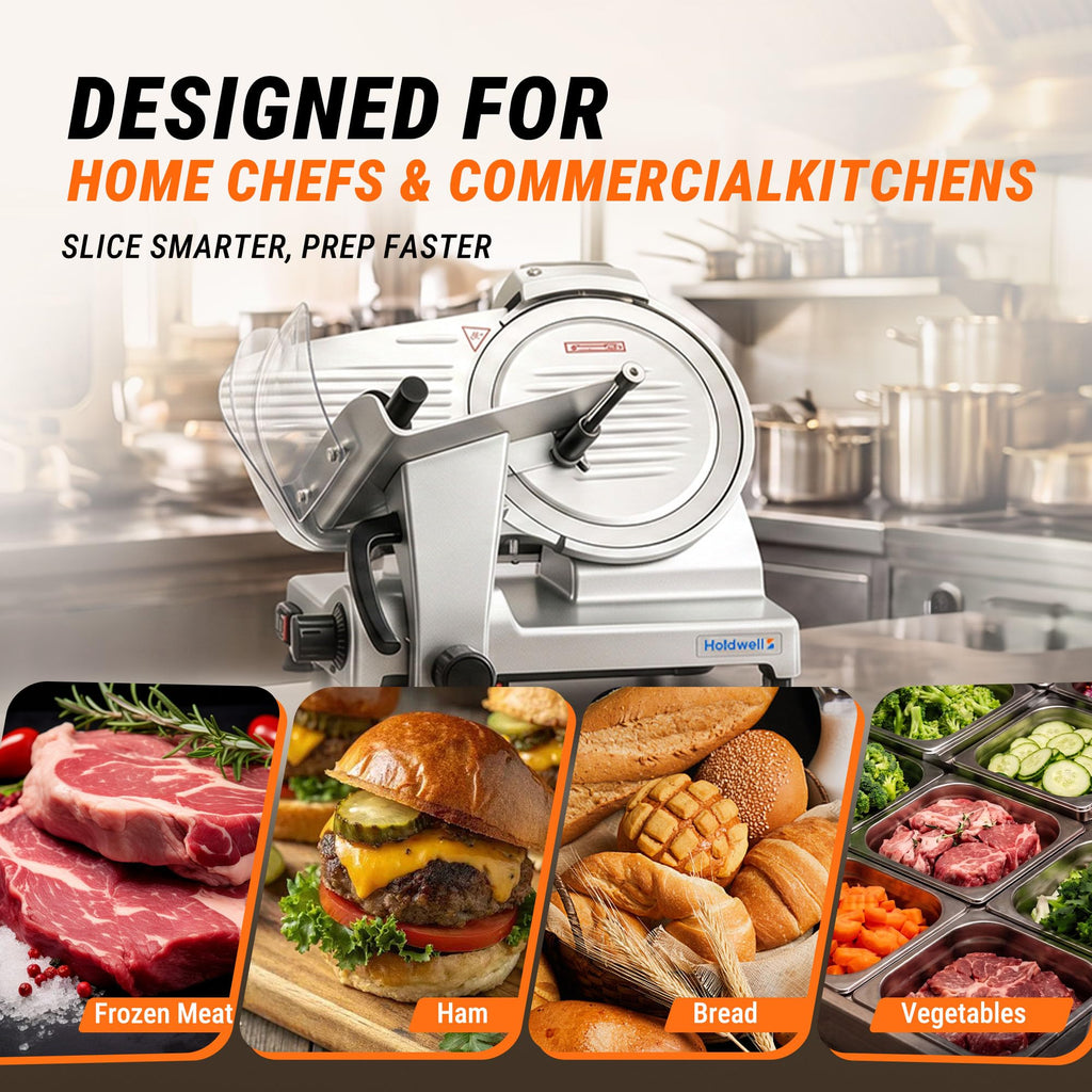 240W Electric Meat Slicer Commercial, 10" Adjustable Carbon Steel Blade