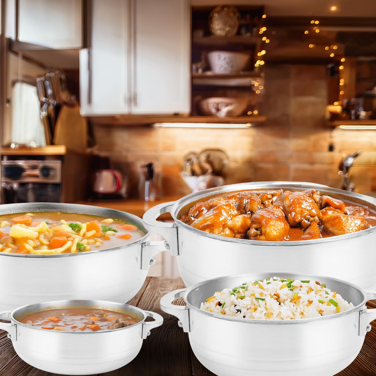 Alpine Cuisine 8-Piece Nonstick Aluminum Caldero Cookware Set with Lids | Includes 2 Qt, 3.5 Qt, 7 Qt, 13 Qt Pots | Ideal for Stews, Soups, & Rice