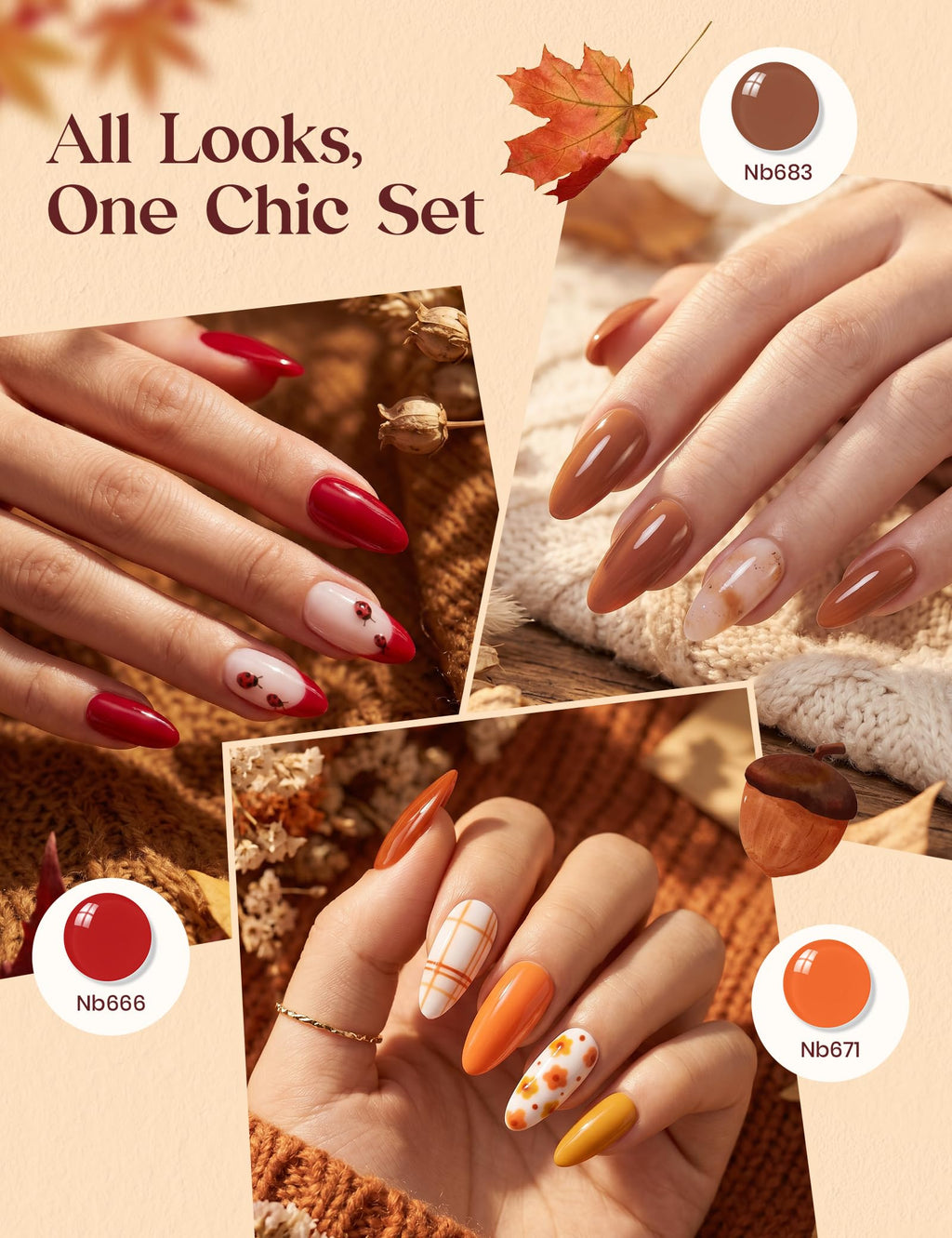 Beetles Retro Reverie Gel Polish Box, Beetles Fall Nails Hema-Free