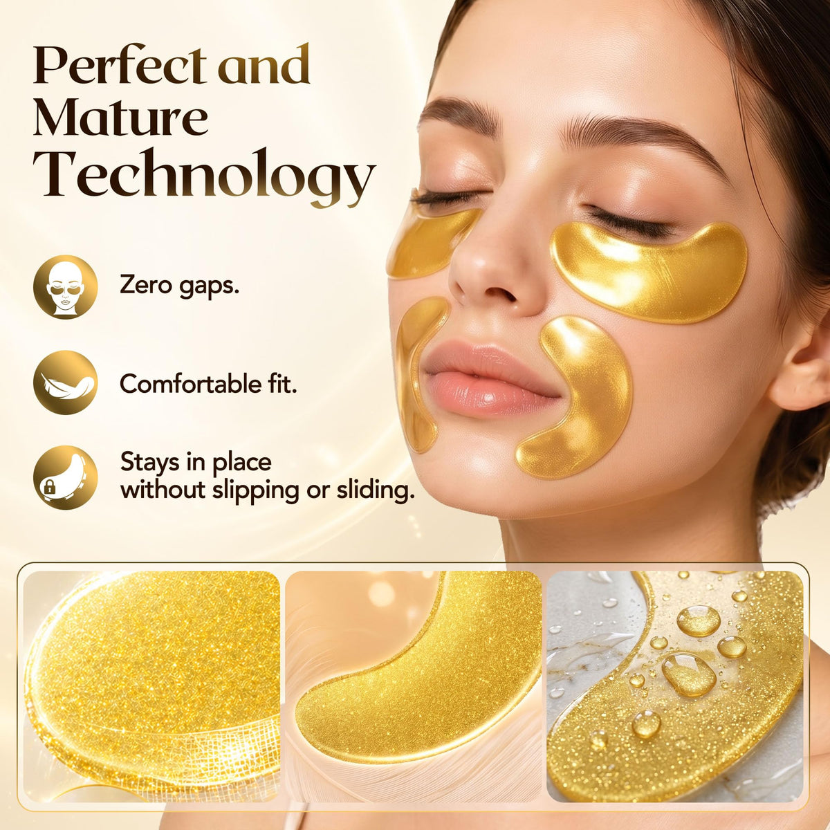 FENGOO 80 PCS 24K Gold Collagen Under Eye Patches & Smile Line Patches