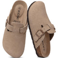 KIDMI Genuine Suede Clogs for Women Men Cork Footbed Mules Potato Shoes
