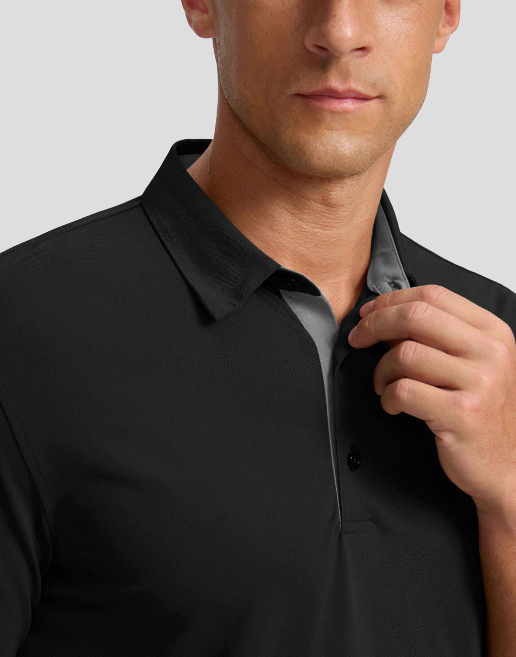 Men's Golf Polo Shirts Dry Fit Performance Short Sleeve Shirt, Black, L
