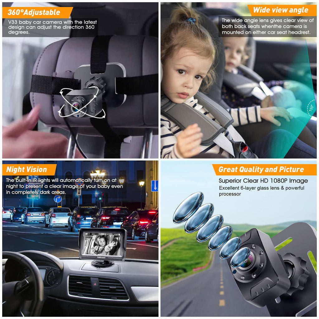 DoHonest Baby Car Camera HD 1080P: Rear Facing Car Baby Monitor Clear Image